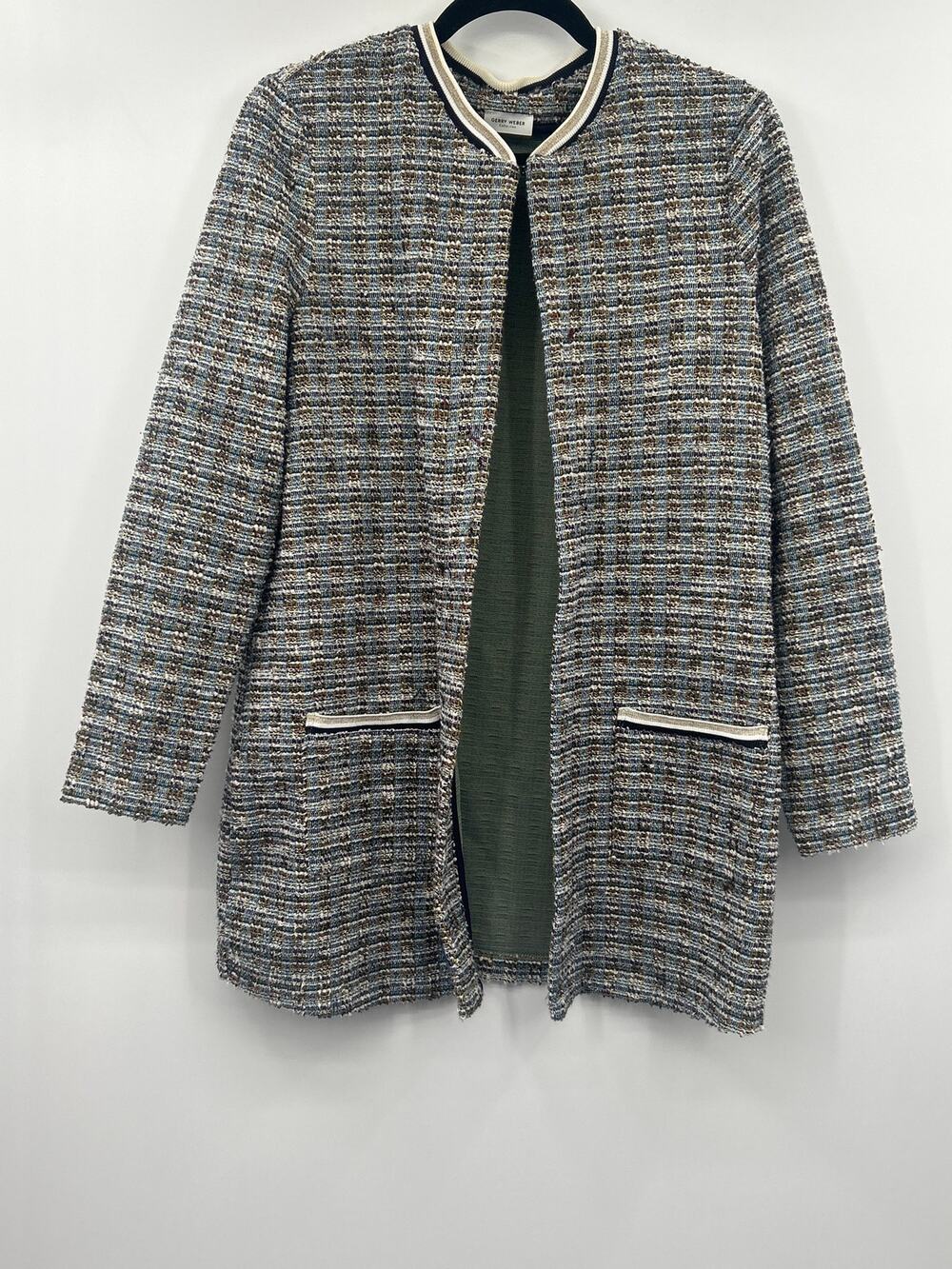 Gerry Weber Collections Tweed Bouclé Longline Jacket Size 10 Preppy Business